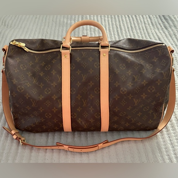 Louis Vuitton KeepAll 45 Bandoulière Vintage Canvas, LV replaced leather ‘22 - Picture 2 of 11